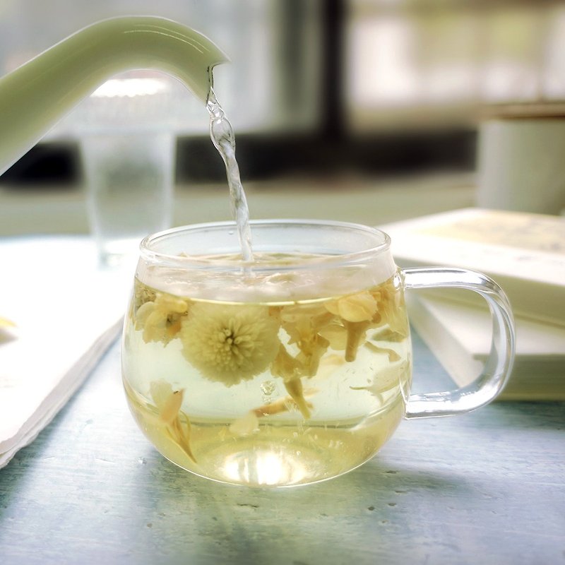 【助眠舒壓】靜心放鬆|100%台灣花茶-不再菊茉舒心茶8入 - 茶葉/漢方茶/水果茶 - 植物．花 白色