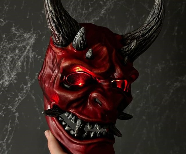 赤いホラー鬼面 鬼の仮面 日本の装飾用仮面 妖怪般若面 - ショップ