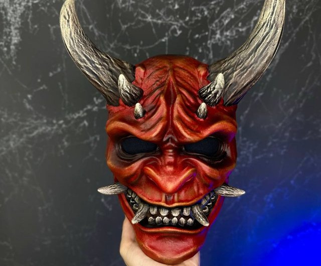 赤いホラー鬼面 鬼の仮面 日本の装飾用仮面 妖怪般若面 - ショップ