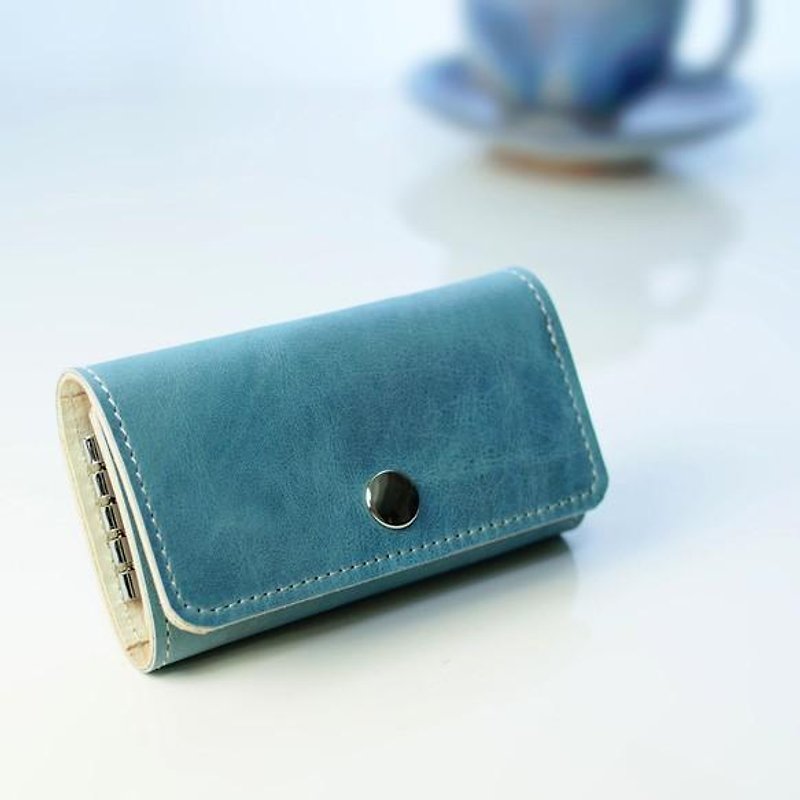 Genuine leather key case (Iceland Blue) - ที่ห้อยกุญแจ - หนังแท้ 