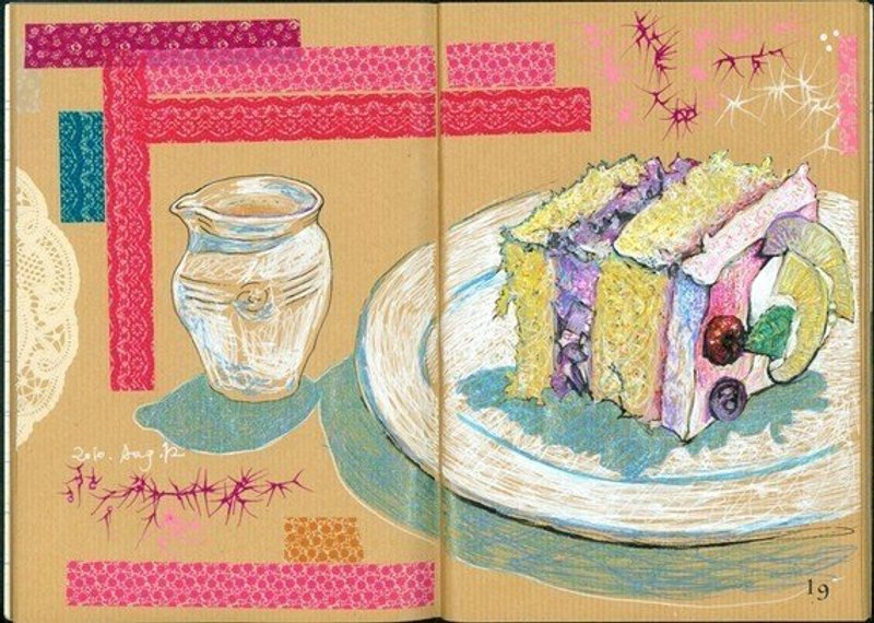 Liuyingchieh Food Diary 18|19 Peach Melba Cake Folding Poster Four Pages Book - Indie Press - Paper Multicolor