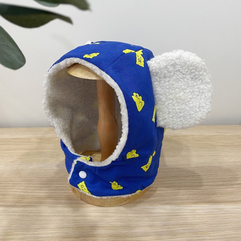 【現貨】・兒童帽子・熊帽・螢光熊軟糖熊款 - 嬰兒帽子/髮帶 - 棉．麻 藍色