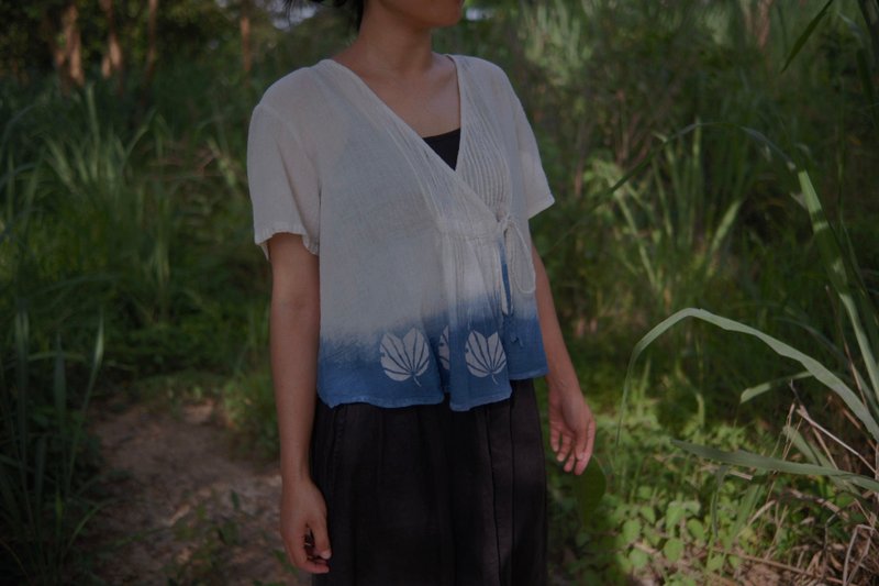 Chong Ko Series | Oki Top | Cotton | Natural Plant Dyed - 女上衣/長袖上衣 - 棉．麻 藍色