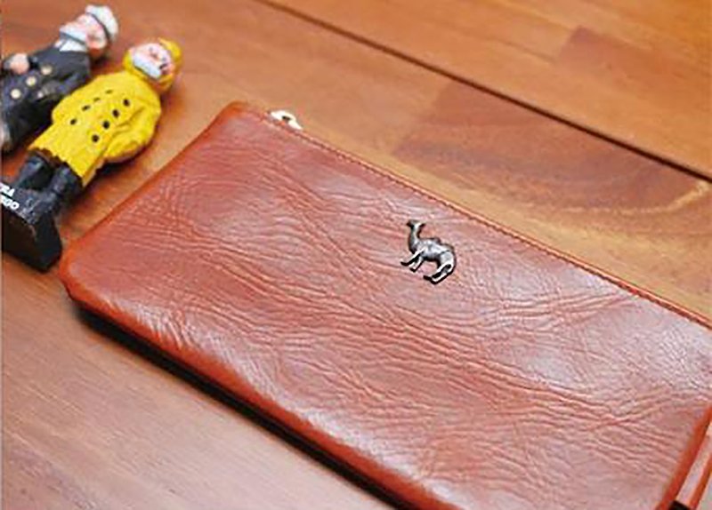 Small animal double wallet - กระเป๋าสตางค์ - หนังแท้ สีนำ้ตาล
