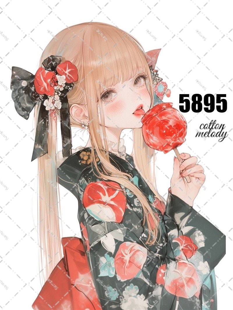 original sticker no.5895 人物ステッカー オリジナルステッカー 人物ステッカー 女の子ステッカー オリジナル人物ステッカー - 貼紙 - 紙 