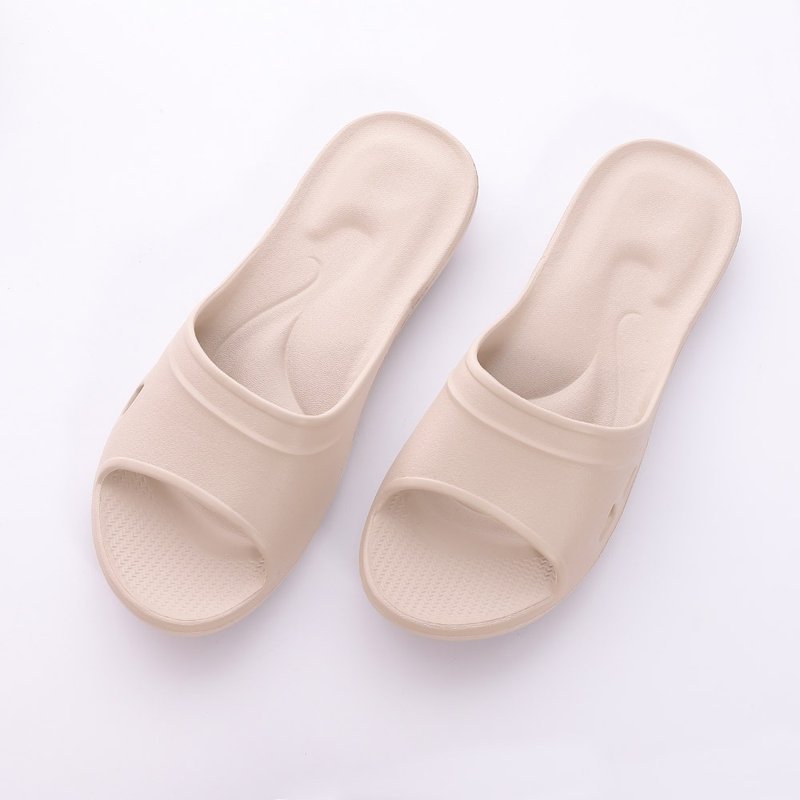 [Veronica] Three-point support carefully selected Q-elastic home slippers-beige - รองเท้าแตะในบ้าน - พลาสติก สีเทา