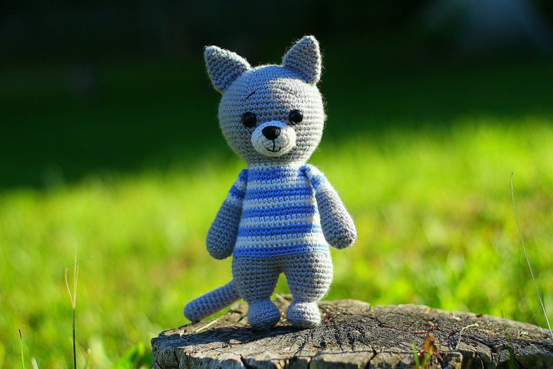 Crochet cat, Crochet cat Stuffed toy, knitted cat, soft cat, Cute plush animals - 寶寶/兒童玩具/玩偶 - 羊毛 