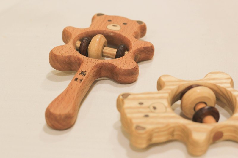 Log baby hand rattle baby gift name engraved customization - Kids' Toys - Wood Brown