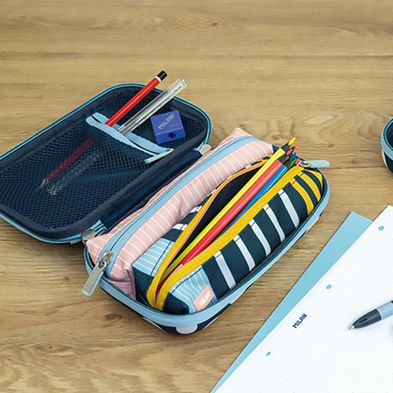 MILAN three-use hard shell pencil case_Pool party_Blue Dot (including stationery) - Pencil Cases - Polyester Blue