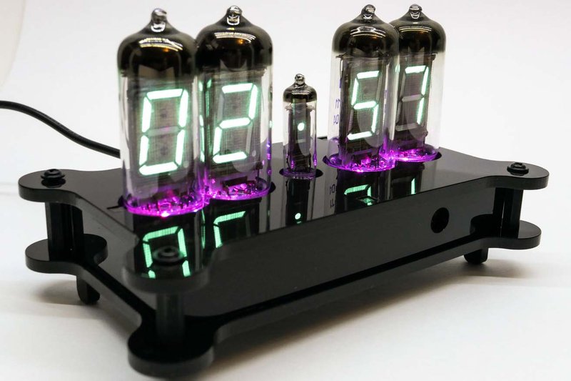 ELENA Desk Clock IV11 or IV12 VFD Tubes + Black case + Remote + RGB