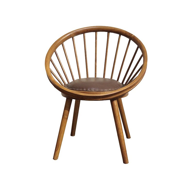 【吉迪市100%全柚木家具】PP033SL 造型全牛皮墊休閒椅 單人椅 - 椅子/沙發 - 木頭 咖啡色