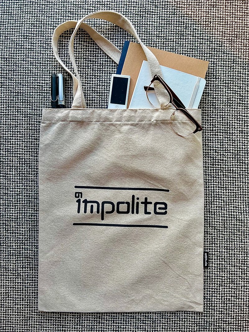 impolite/i'm polite/canvas tote bag - กระเป๋าแมสเซนเจอร์ - ผ้าฝ้าย/ผ้าลินิน หลากหลายสี