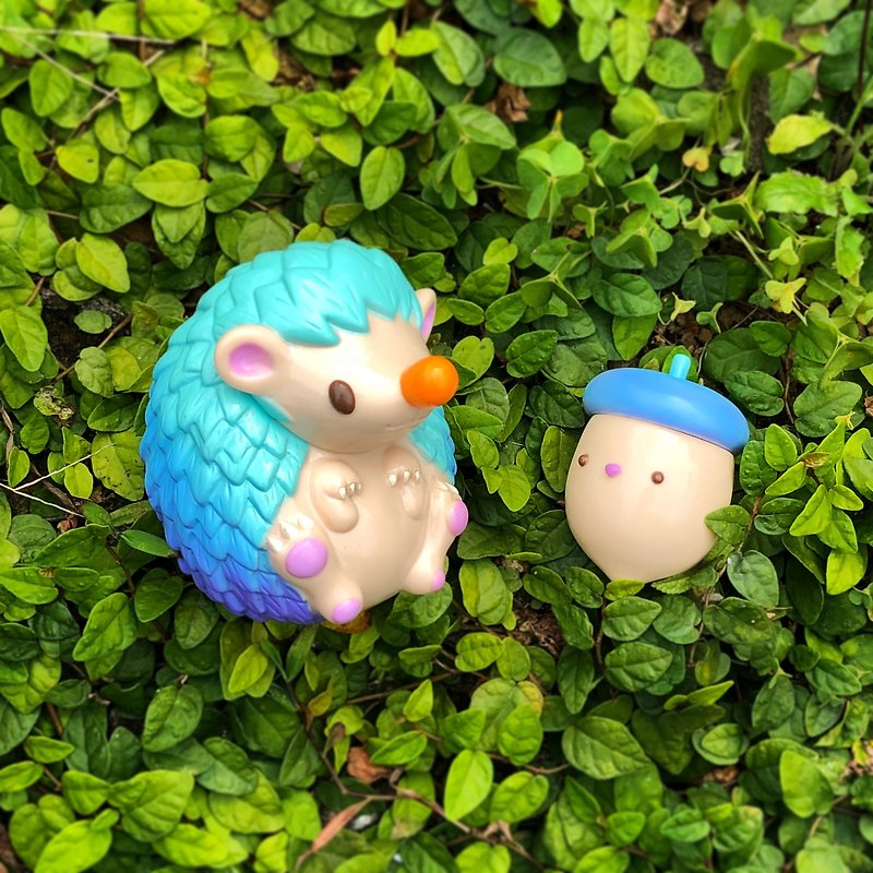 Acorn & Nutty - Ocean Breeze - Original Art Toy Hedgehog - Stuffed Dolls & Figurines - Plastic Blue