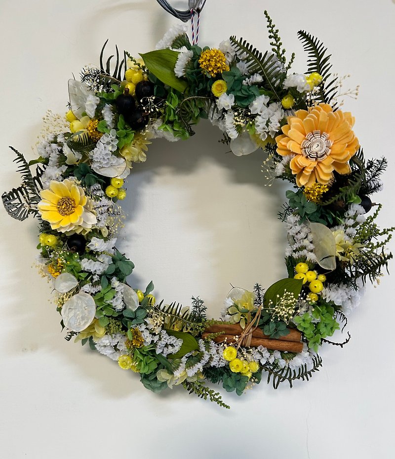 [Wreath Series] Spring Sunflower Everlasting Wreath - ช่อดอกไม้แห้ง - พืช/ดอกไม้ 
