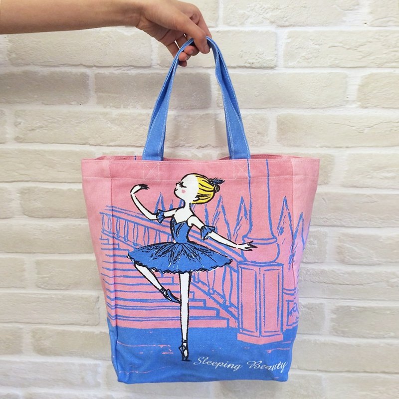 Yizhi Ballet | Sleeping Beauty Bluebird Classic Tote Handbag Side Backpack - Handbags & Totes - Cotton & Hemp Pink