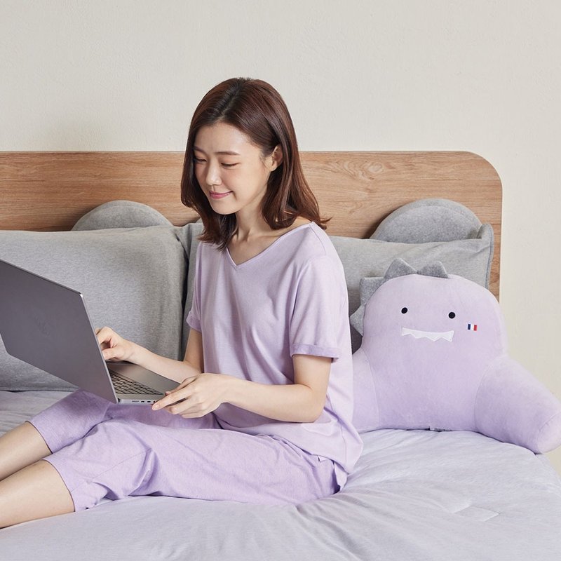 Online Exclusive | Dinosaur Back Pillow – Lavender Purple - หมอน - ผ้าฝ้าย/ผ้าลินิน สีม่วง