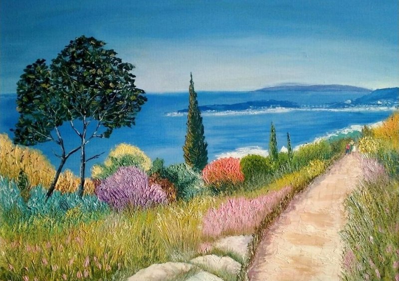 Beautiful road Original oil painting - 壁貼/牆壁裝飾 - 其他材質 