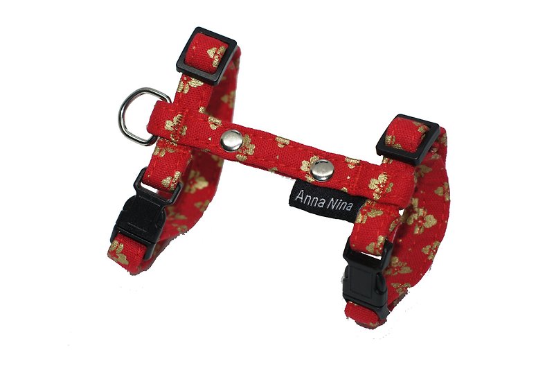 I-shaped chest strap, cherry blossom red emblem, pet chest back, cat and rabbit, suitable for quick buckle leash, fast shipping - Clothing & Accessories - Cotton & Hemp 