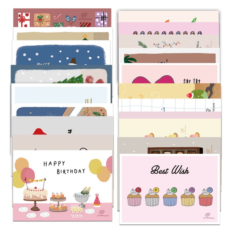 イラストポストカードセット // 全20枚 // - はがき・メッセージカード - 紙 多色