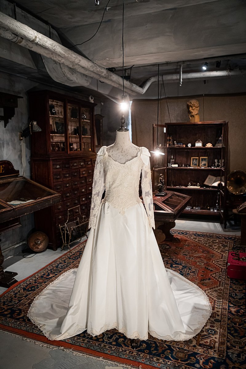 60s vinatge delicates wedding gown - Evening Dresses & Gowns - Cotton & Hemp White