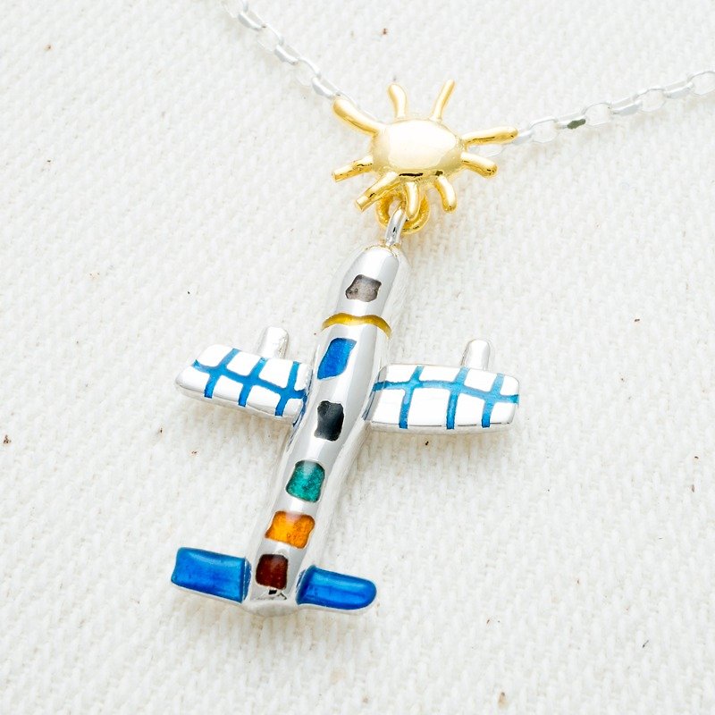 Turn your child's picture into a necklace for mommy's collection / Blue Bird Workshop / Customized parent-child jewelry / Imagination come true / 925 sterling silver necklace pendant / Three-dimensional enamel color (5 colors or more) - Necklaces - Other Metals Multicolor