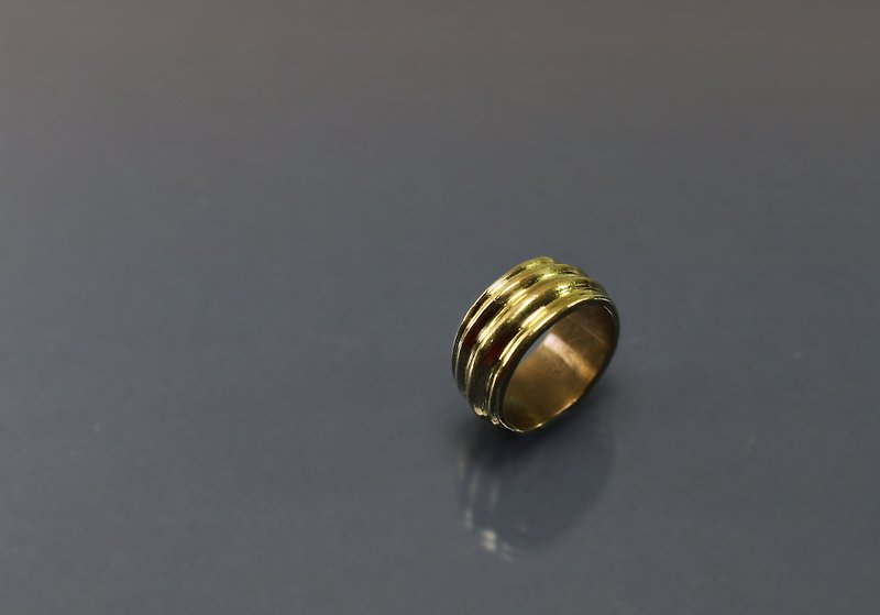 Line Series - Rotating Line Bronze Ring - แหวนทั่วไป - ทองแดงทองเหลือง สีน้ำเงิน
