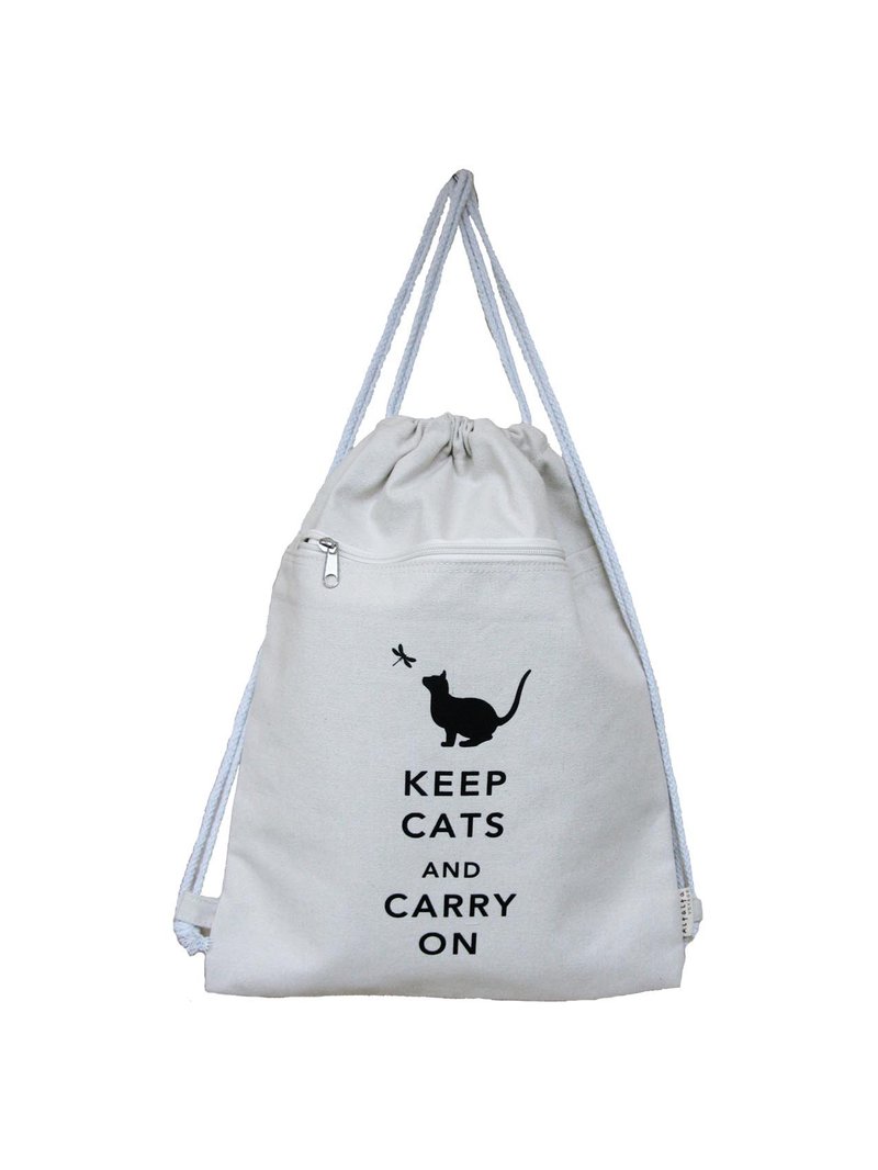 猫を飼って機内持ち込み手荷物バックパック-ホワイト - リュック・バックパック - コットン・麻 