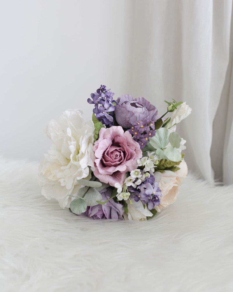 Violet Purple Paper Flower Small Bouquet - งานไม้/ไม้ไผ่/ตัดกระดาษ - กระดาษ สีม่วง