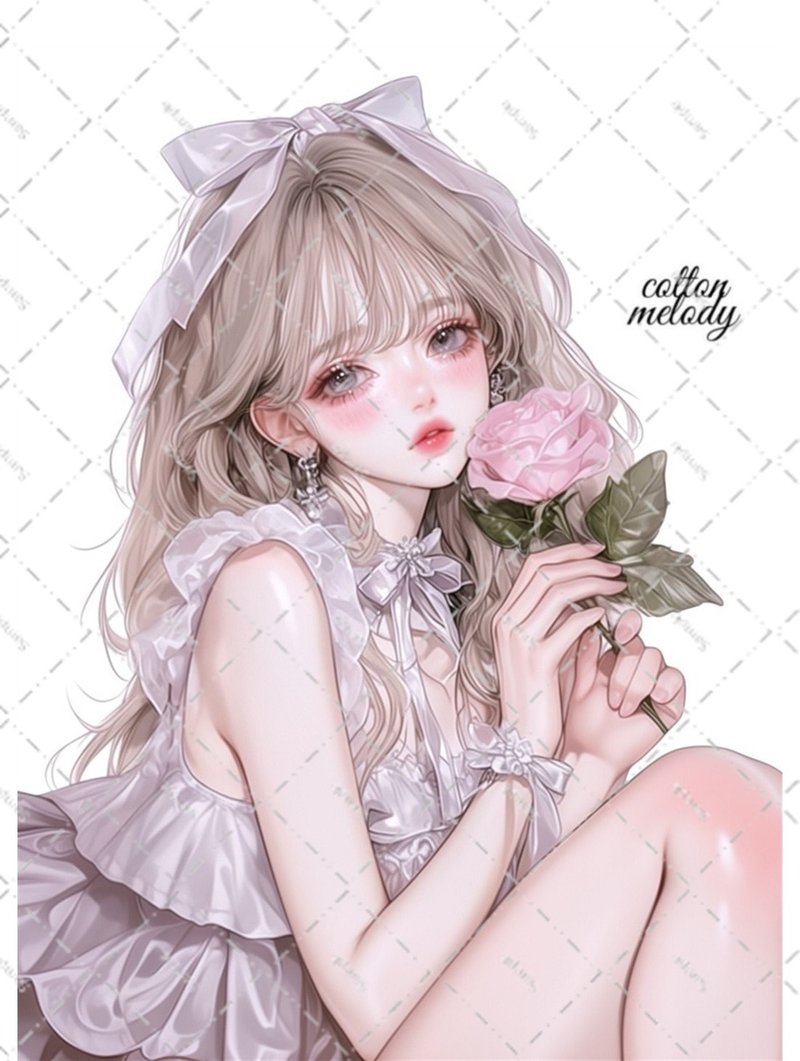 original sticker no.5608 人物ステッカー オリジナルステッカー 人物ステッカー 女の子ステッカー オリジナル人物ステッカー - 貼紙 - 紙 