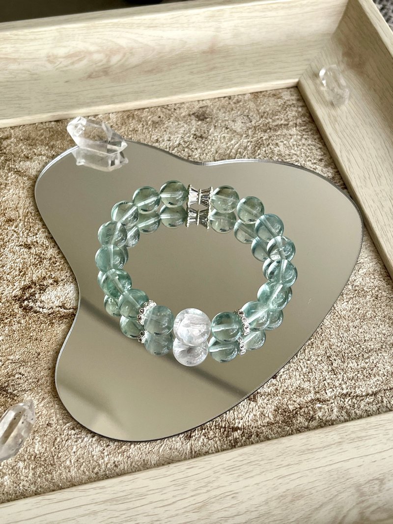 Mint Mambo Stone White Crystal Asser Design Bracelet - สร้อยข้อมือ - คริสตัล สีเขียว