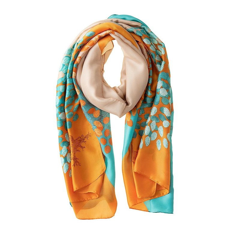 Ireland Galway satin scarf orange turquoise 90x180cm - Scarves - Polyester Orange