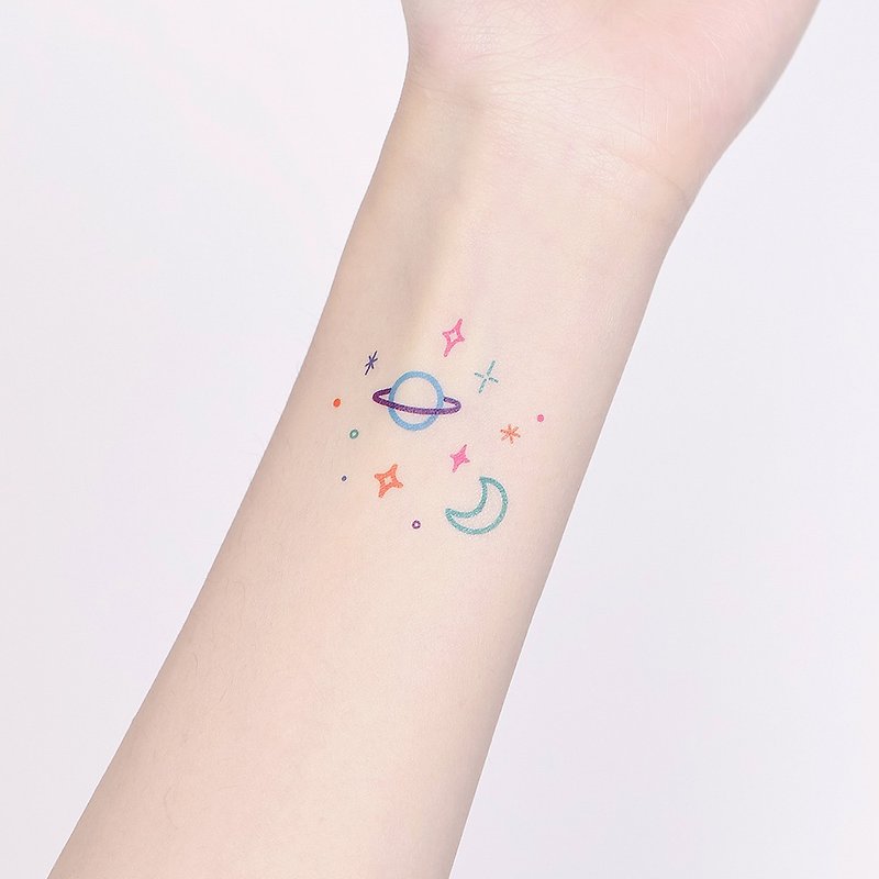 Surprise Tattoos - Planet Temporary Tattoo - Temporary Tattoos - Paper Multicolor