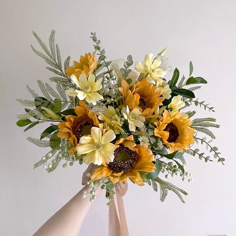 [Artificial flower] Yellow-orange sunflower natural style American artificial flower bouquet - อื่นๆ - พลาสติก สีส้ม