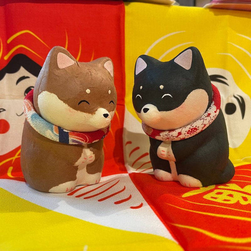 Kyoto Handmade Decoration-Hello Smiling Shiba Inu (Brown/Black) - Items for Display - Other Materials 