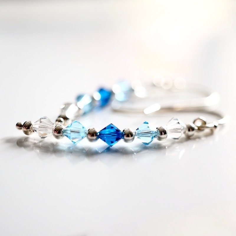 ITS: 210 [earrings series blue gradient layer] 925 silver fine fine earrings earrings. With fine packaging. - ต่างหู - โลหะ สีเงิน
