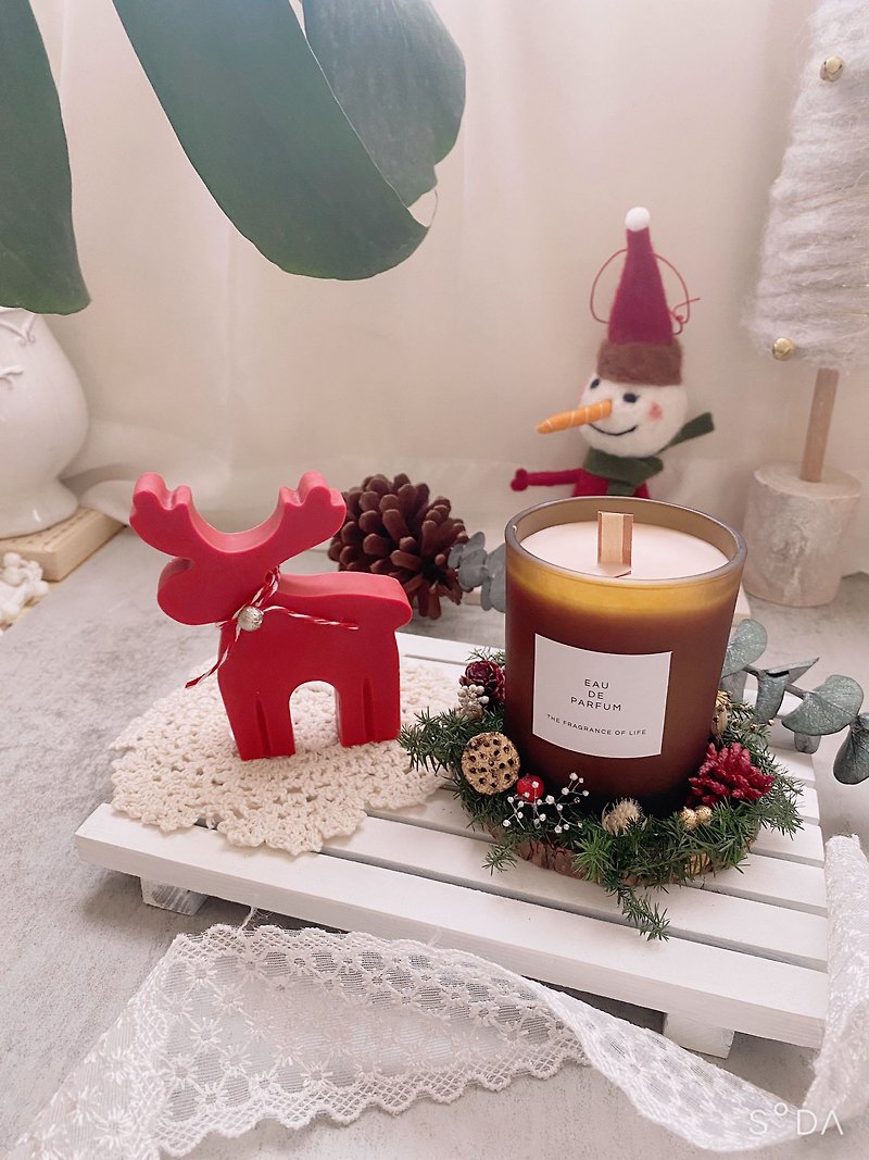 聖誕香氛蠟燭-麋鹿款 - 香薰蠟燭/燭台 - 蠟 
