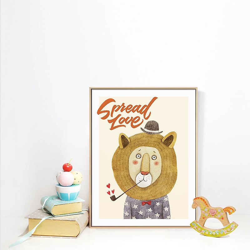 Spreading Joy To Spread Love-Nursery Printables Baby Lion Print Baby Animals - Picture Frames - Cotton & Hemp Orange