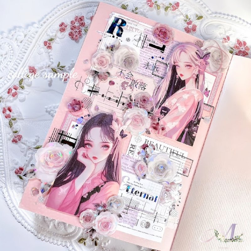 ステッカー original sticker  人物ステッカー オリジナルステッカー 女の子ステッカー 装飾ステッカー - 貼紙 - 紙 藍色