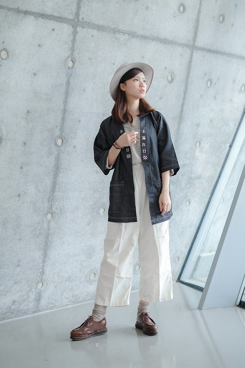 Komorebi Japanese Style Staff Jacket (Oxford Black) - Women's Tops - Cotton & Hemp Black