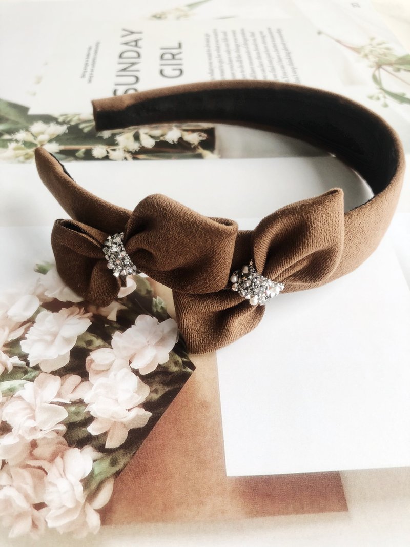 原創絨面復古髮箍發飾 - 髮箍/髮帶 - 其他材質 咖啡色