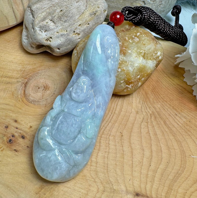 春彩 彌勤佛 幻彩紫綠色 佛公 天然 緬甸玉 翡翠 A貨 項鍊 吊墜 - 項鍊 - 玉石 多色