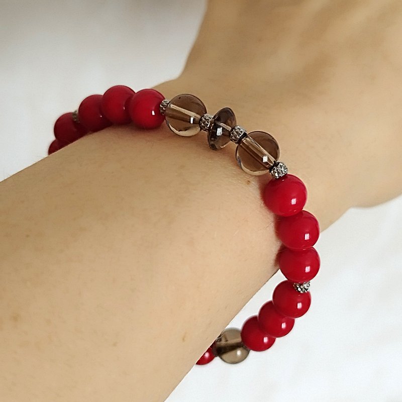 Stylish Bracelet Smoky Quartz Coral Jewelry For Women - 手鍊/手環 - 半寶石 多色