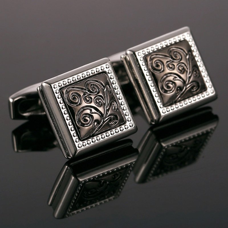 Kings Collection Silver Square Vintage Cufflinks KC10103 Silver - Cuff Links - Other Metals Silver