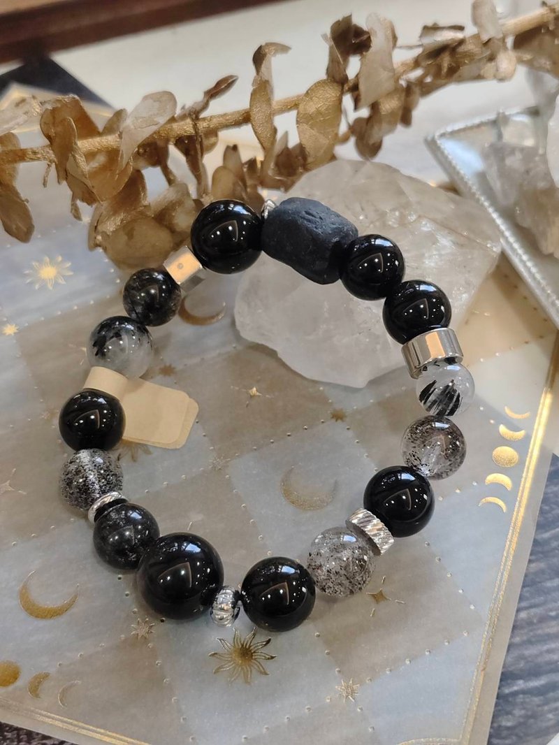 Custom Crystal Gemstone Bracelet | Guardian of the Night | Bracelet of Stability and Transformation - Bracelets - Crystal 