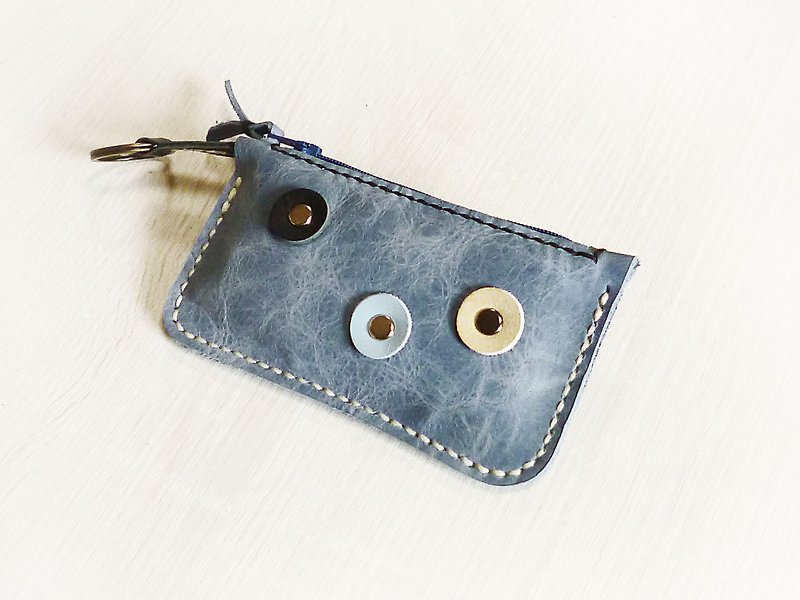 POPO│ Blue Series │ Ice texture. Storage rectangular leather bag │ - Keychains - Genuine Leather Blue