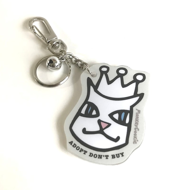 Cat Molly Wearing Crown Blue Gray Acrylic Pressed Key Ring Gray MonkeyCookie - Keychains - Acrylic Blue
