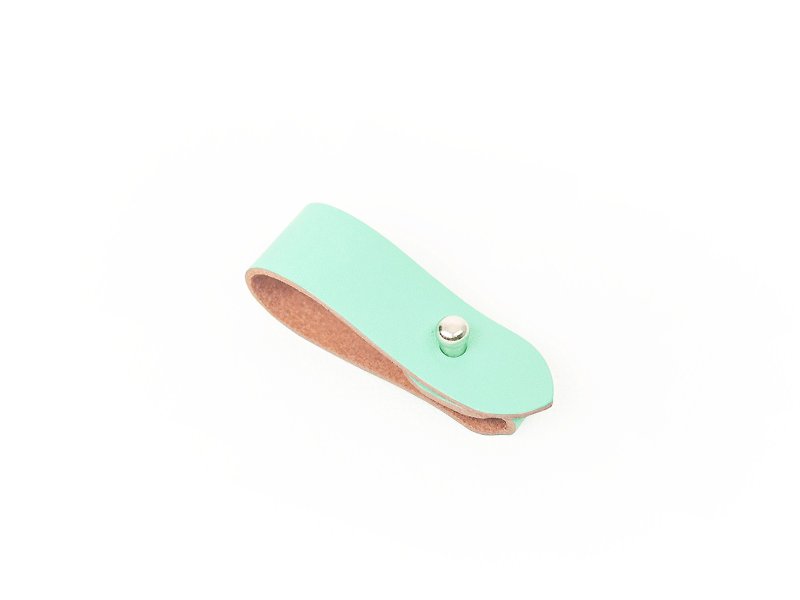 [Macaron] ｜Cable Organizer｜Cord Wrap Strap - ที่เก็บสายไฟ/สายหูฟัง - หนังแท้ สีเขียว