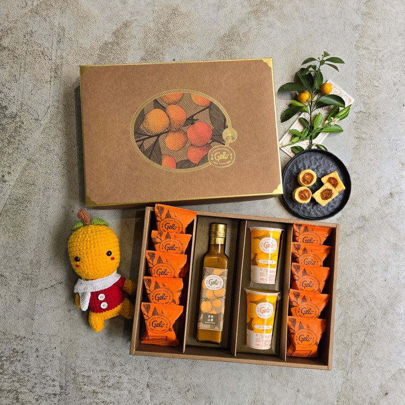 New Year Ju Feng Gift Box LA5 (10 pieces of crispy cake + kumquat dipping sauce + optional combination) - Comes with carrying bag - เค้กและของหวาน - อาหารสด 