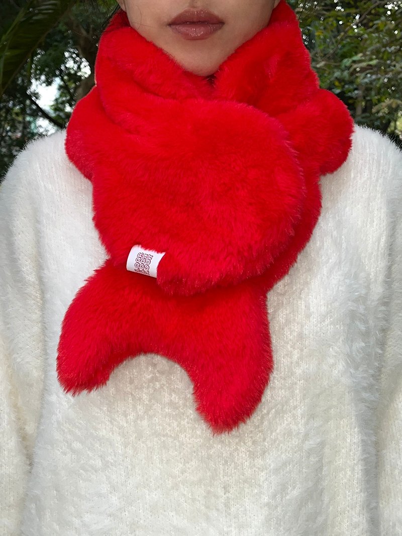 Lobster Short Fluffy Scarf - Knit Scarves & Wraps - Other Man-Made Fibers Multicolor