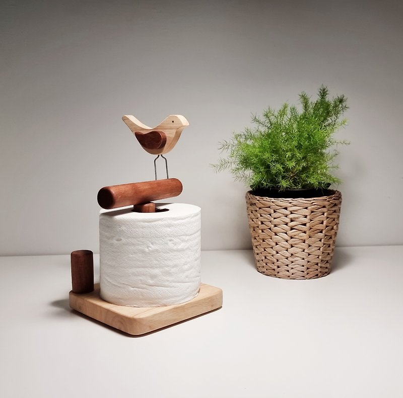 鳥のティッシュペーパーホルダー-チェンマイの木製工芸品 - ティッシュボックス - 木製 ブラウン